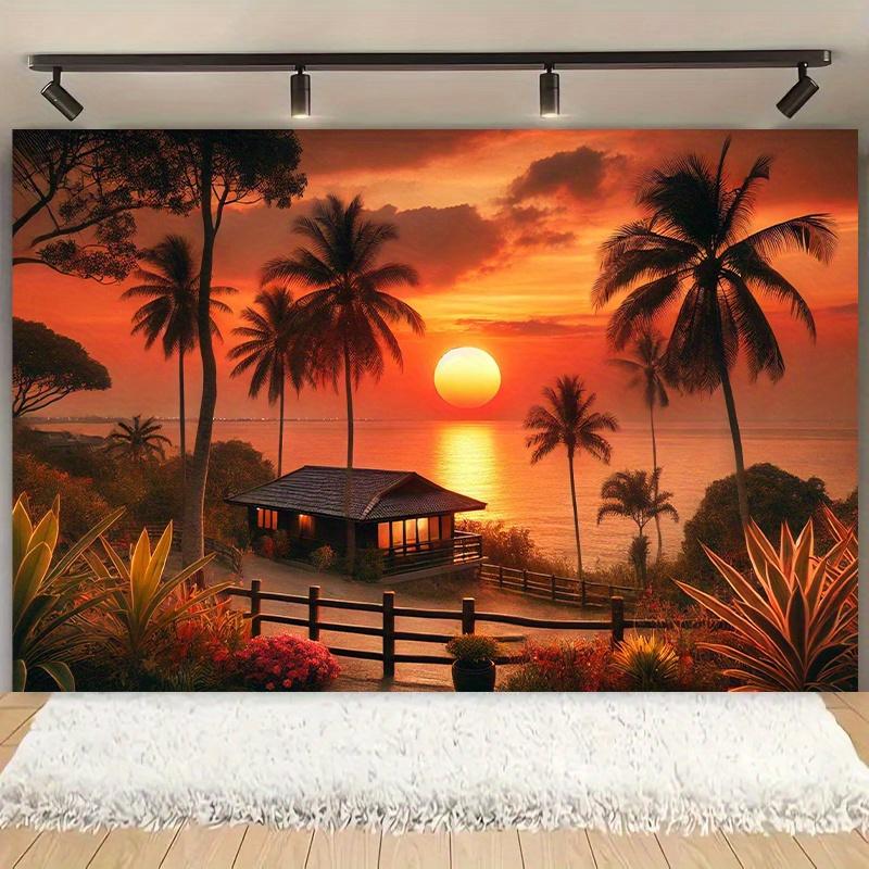 

MultiSize Tropical Beach Sunset Tapestry for Bedroom Dorm Living Room Decor Festival Party Daily Use High Quality Print Design 74x94cm(29x37in)