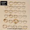 30Pcs Bohemian Retro Metal Geometric Finger Ring Set Fashion Rhinestone Turkey Lucky Eyes Bowknot Ring Women's Classic Zircon