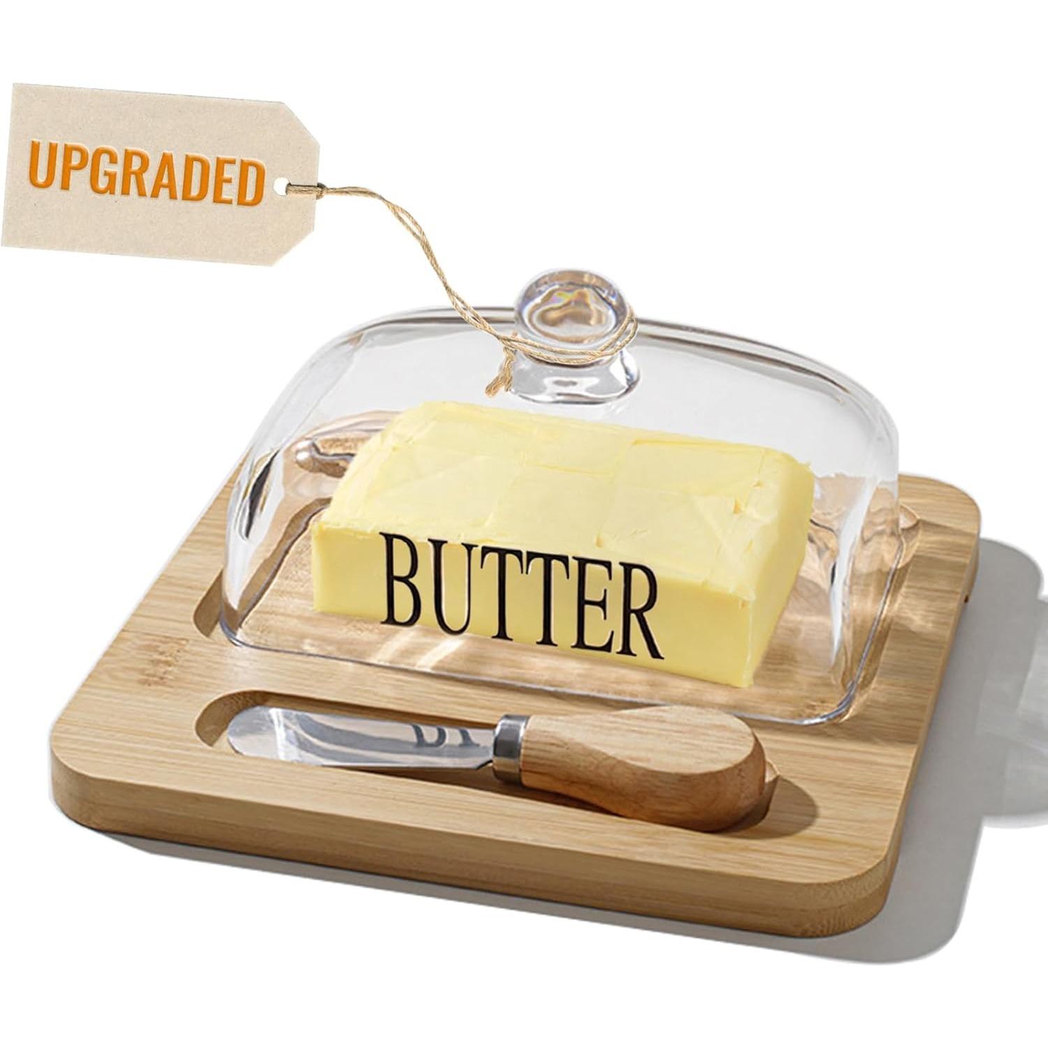 

Elegant Butter Dish with Glass Cover Butter Knife Vintage Butter Plates Container Pastry Fruit Cake Dessert Display Tray