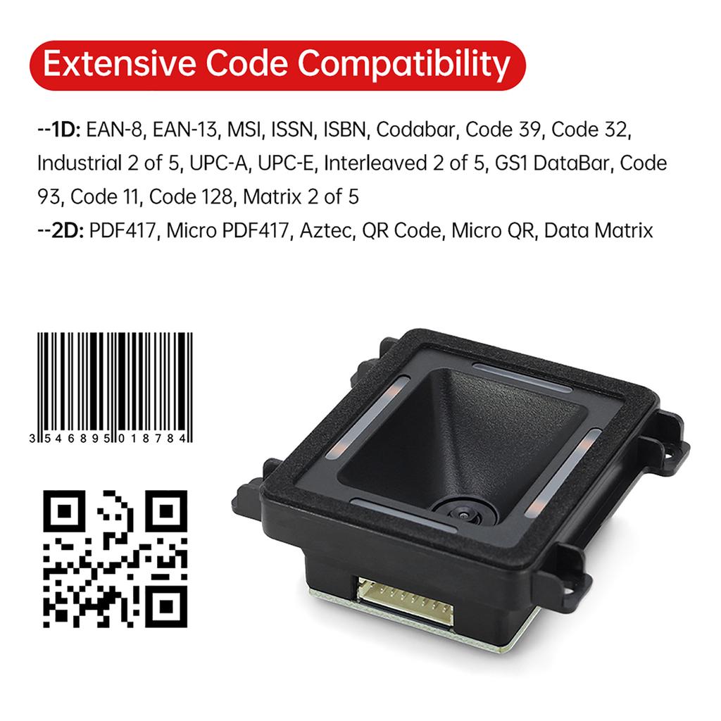 Embedded Barcode Scanner Self Induction 1D 2D QR Bar Code Reader Module Support USB Port Connection Auto Scanning for