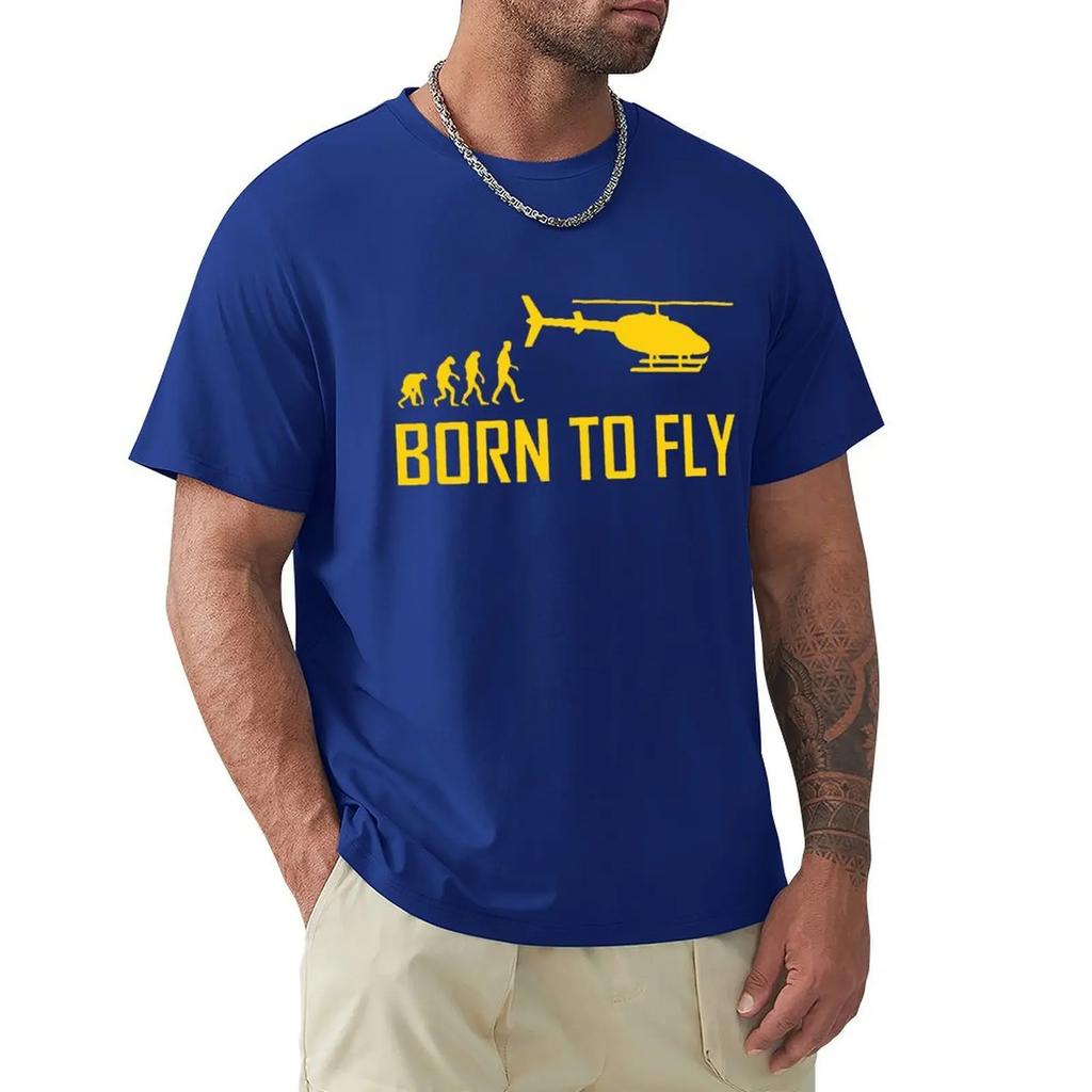 Born To Fly Helicopter Aircraft T Shirt Harajuku Short Sleeve T-shirt 100% Cotton Graphics Tshirt Tops