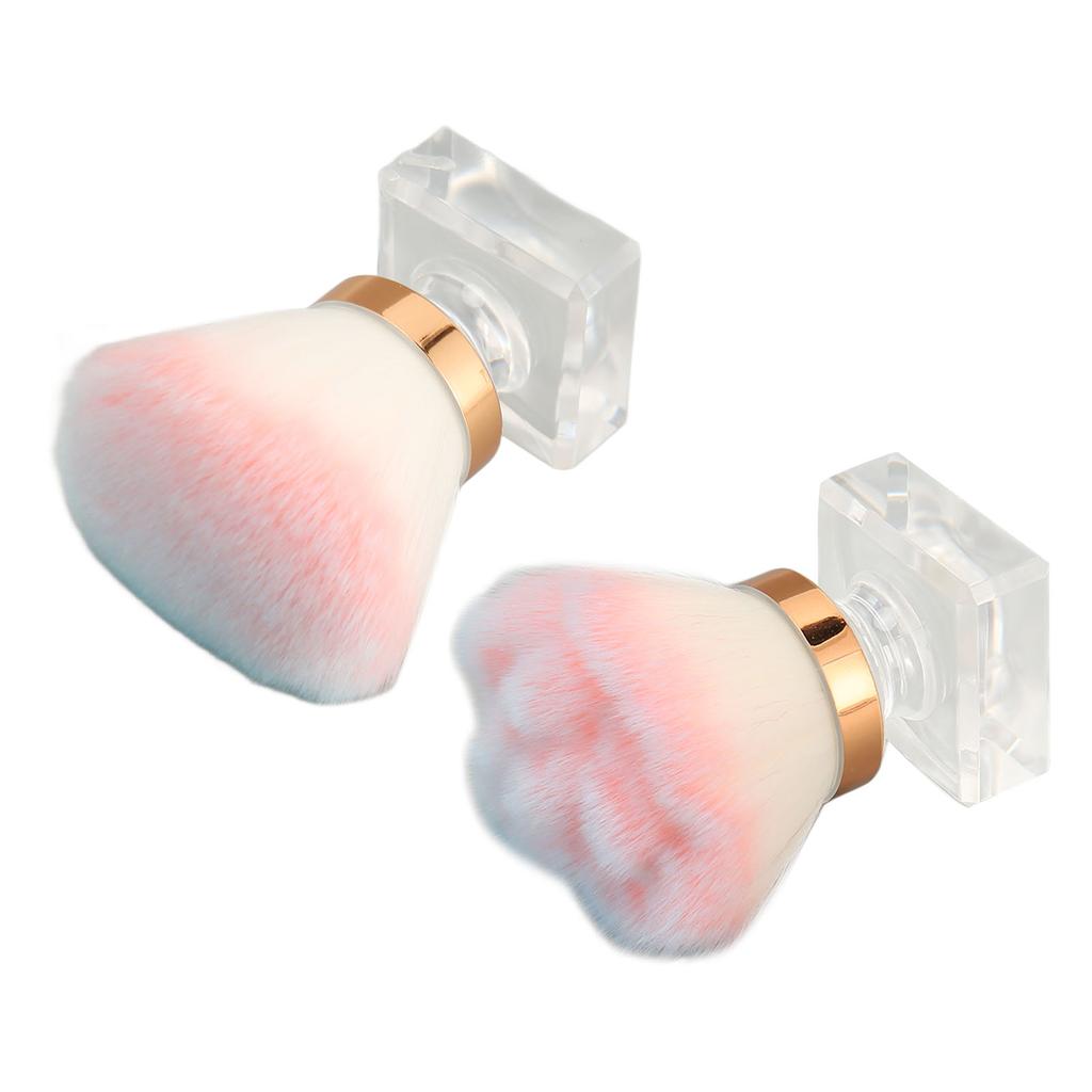 2pcs Makeup Powder Brush Multipurpose Portable Soft Bristles Crystal Base Ail Dust Brush for Makeup