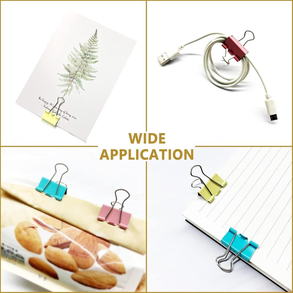 120 Pcs Colored Binder Clips, 3/4inch(19mm), Small Size for Office Supplies, 4 Vibrant Colors