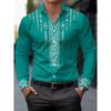 Camicia da Uomo con Stampa Floreale, Casual Traspirante con Collo a Revers e Bottoni, Manica Lunga per la Primavera, Abbigliamento da Uomo, Camicia Formale da Uomo