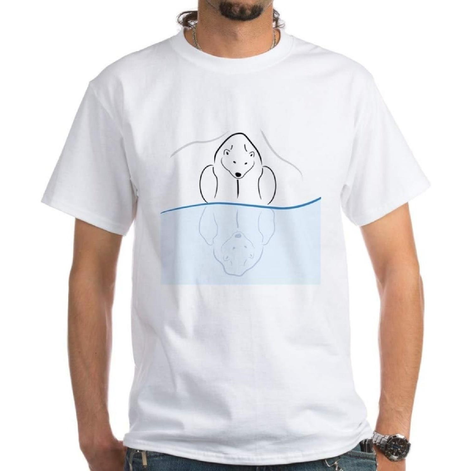 CafePress Polar Bear Reflection White T Shirt Men s Traditional Fit White Casual Tshirt S