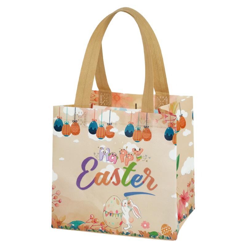 Easter Gift Bags Cute Rabbit Printed Candy Snack Tote Bag Non-Woven Egg Basket Non Woven Happy Easter Party Decoration Supplies