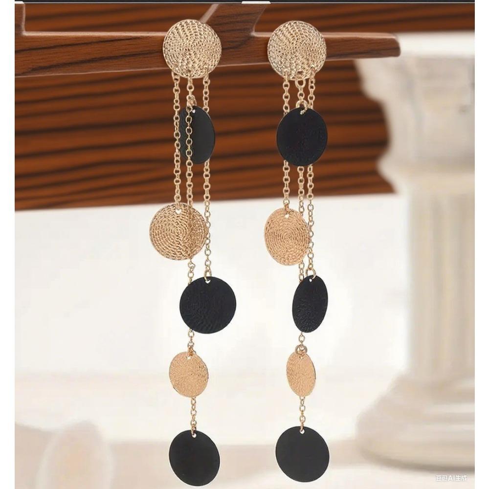 Exquisite Merry Su Disc Pattern Earrings Women's Symmetrical Pendant Earrings Women