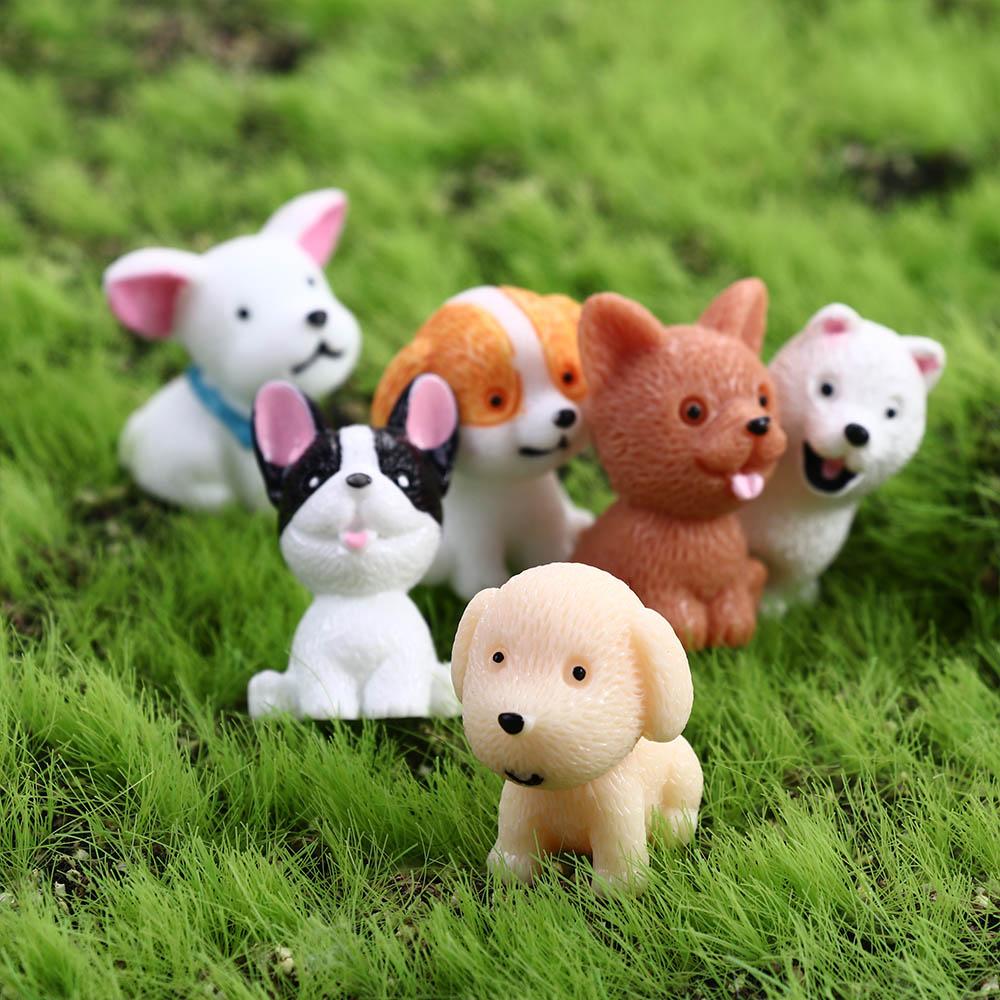 DIY Home Decor Resin Mini Puppy Statue Cake Decoration Figurines Dog Ornament Animal Miniature