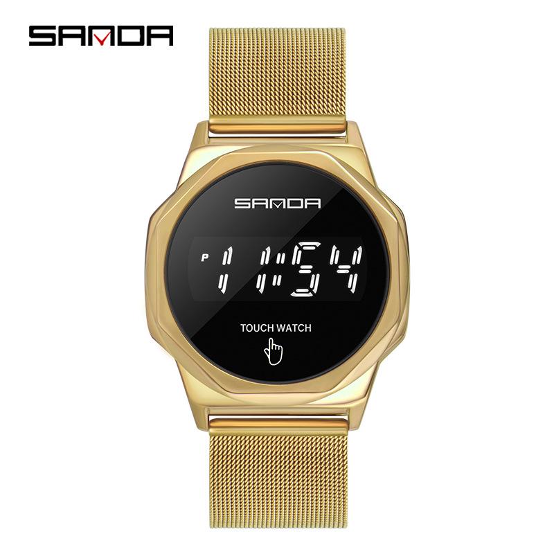 Sanda Touchscreen LED-Uhr mit Doppelschnalle Netzarmband - Modell 8007 für Damen