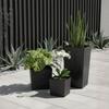 Set of Large Modern Black Concrete Flower Pots 3 Pcs