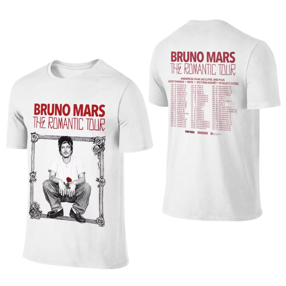 

Men Women Bruno Mars The Romantic Tour 2026 Shirts Outfits Fashion Cotton Printed Oversized Unisex T Shirt Tee Clothing Summer S