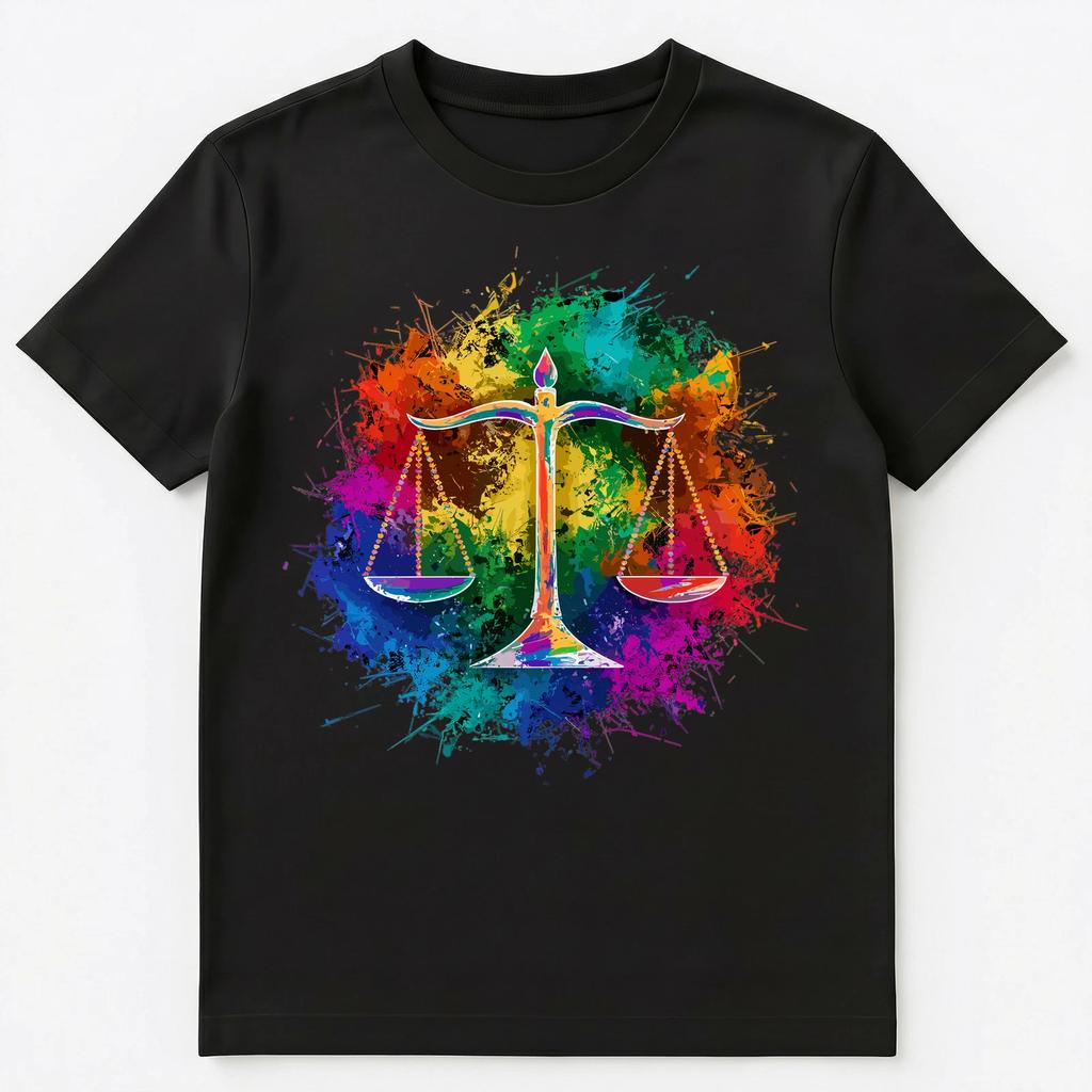 Colorful Paint Splash Justice Scales Art Graphic Unisex T-Shirt