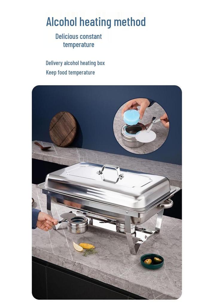 Heavy-Duty Stainless Steel Buffet Stove with Alcohol Heating and Insulating Cloth