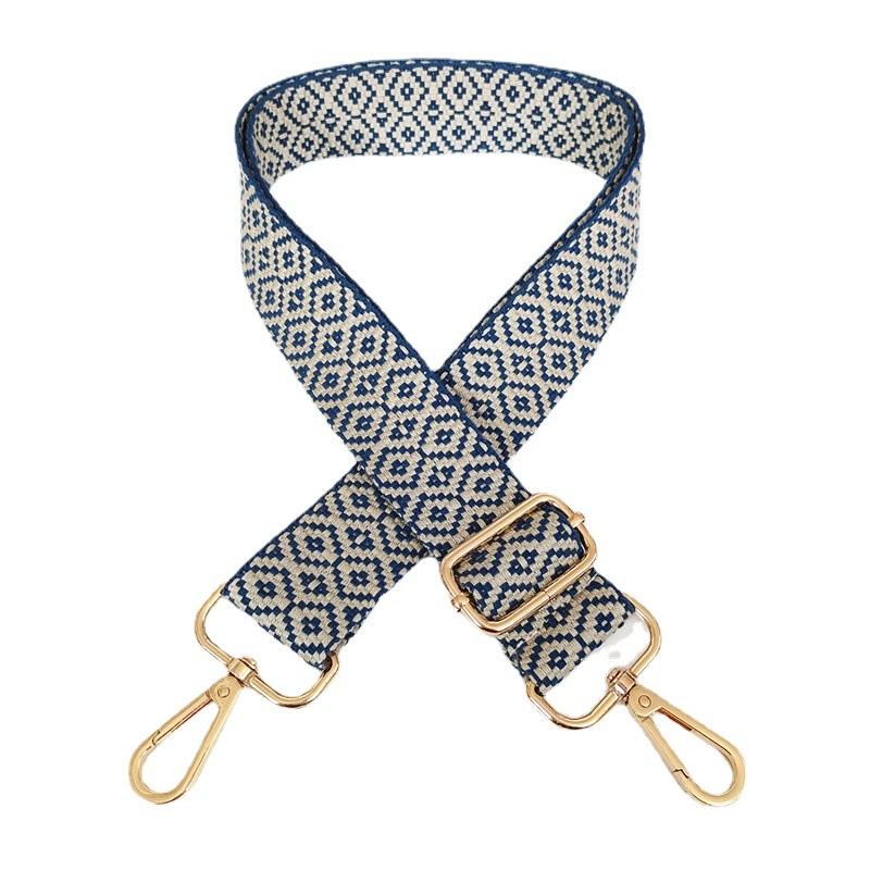 New Thickened Canvas Webbing Colored Jacquard Rhombus Adjustable Shoulder Crossbody Long Strap Women's Bag Accessories Broadband