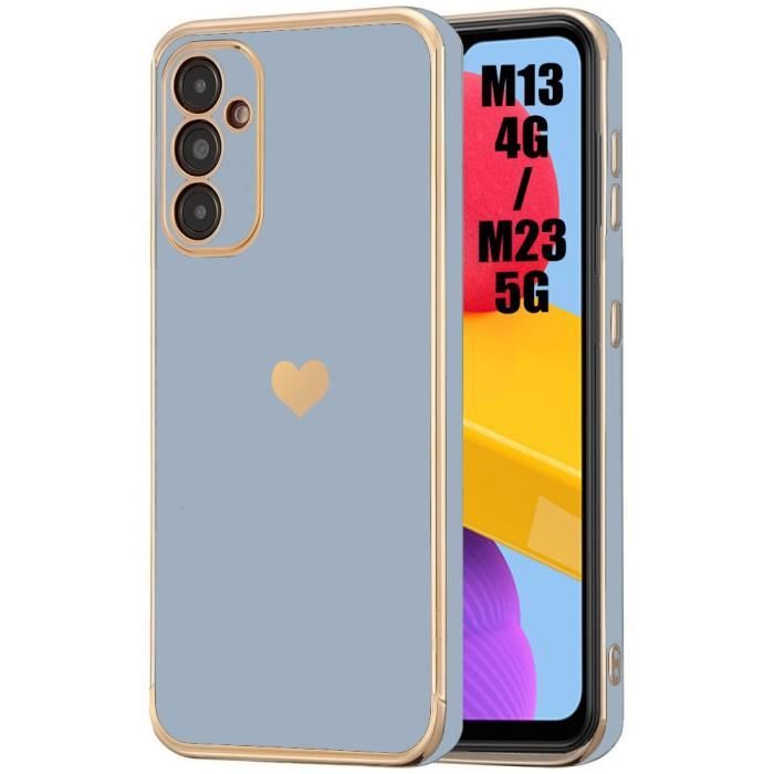 Coque - Samsung - Galaxy M13 4G/M23 5G - Antichoc - Silicone TPU - Motif Cœur Doré