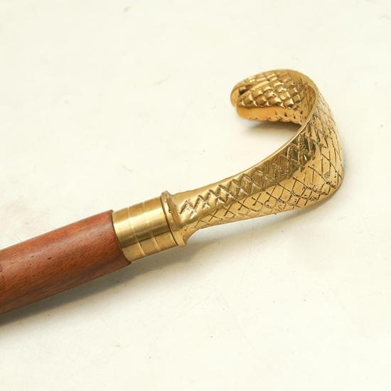 93.98 Cm Serpent Handle Walking Stick Handmade Twisted Wood Cane with Brass Snake Head Custom Gift for Men and Women