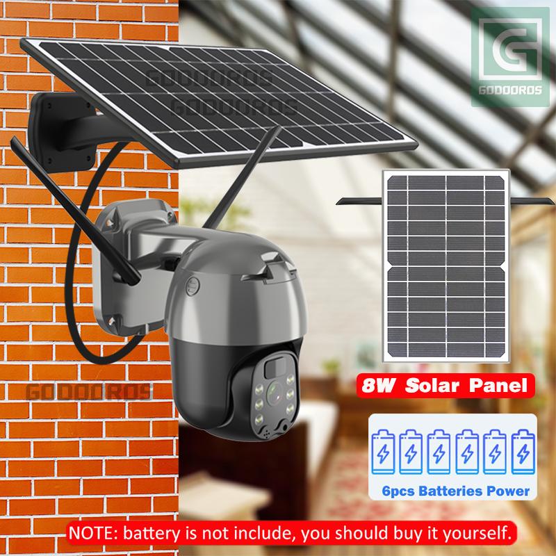 3MP Outdoor 8W Solar Recharge PTZ Camera 4G LTE FDD GSM/WIFI Wireless IP Camera 1080HD Rotate 360 CCTV Security Surveillance