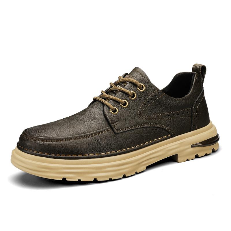 

Модная мужская классическая повседневная обувь 2024 г. Новое поступление мужская удобная деловая обувь кожаная универсальная мужская обувь для вождения на шнуровке 44 хаки