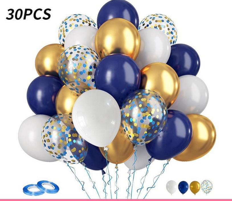 30pcs 10 Inch Multi-color Latex Balloons Set for Birthday Wedding Engagement Anniversary Bachelorette Bridal Shower Decoration