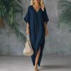 Long Sleeve V-Neck Flowy Maxi Dress with Side Slit In Multiple Colors