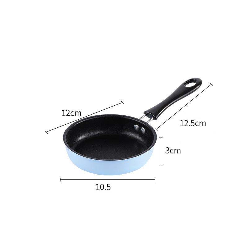 

Mini Frying Pan Poached Portable Egg Household Small Kitchen Cooker Cookware 12cm Nonstick Iron Skillet with Anti-scald Handle синій