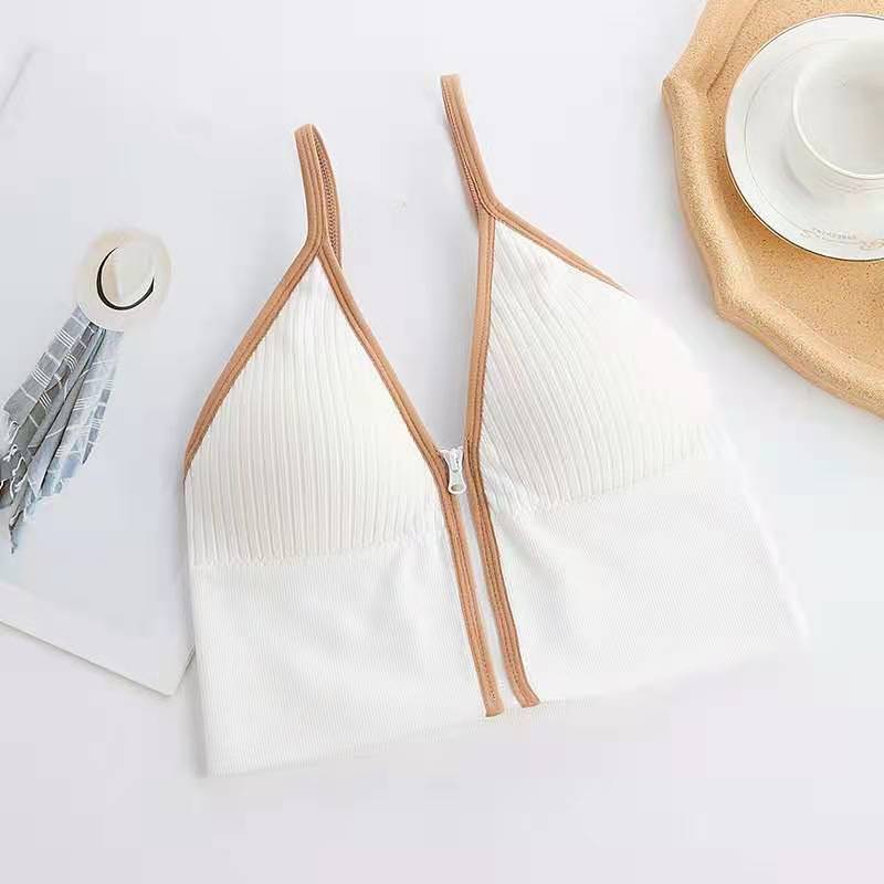 Zipper beauty back tube top sling vest girl yoga dance no steel ring sports babes underwear with chest pad chest wrap