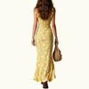 Bohemian Style Sleeveless Dress with Ruffle Straps High Slit Maxi Dress Vintage Floral Print Summer Dress for Women