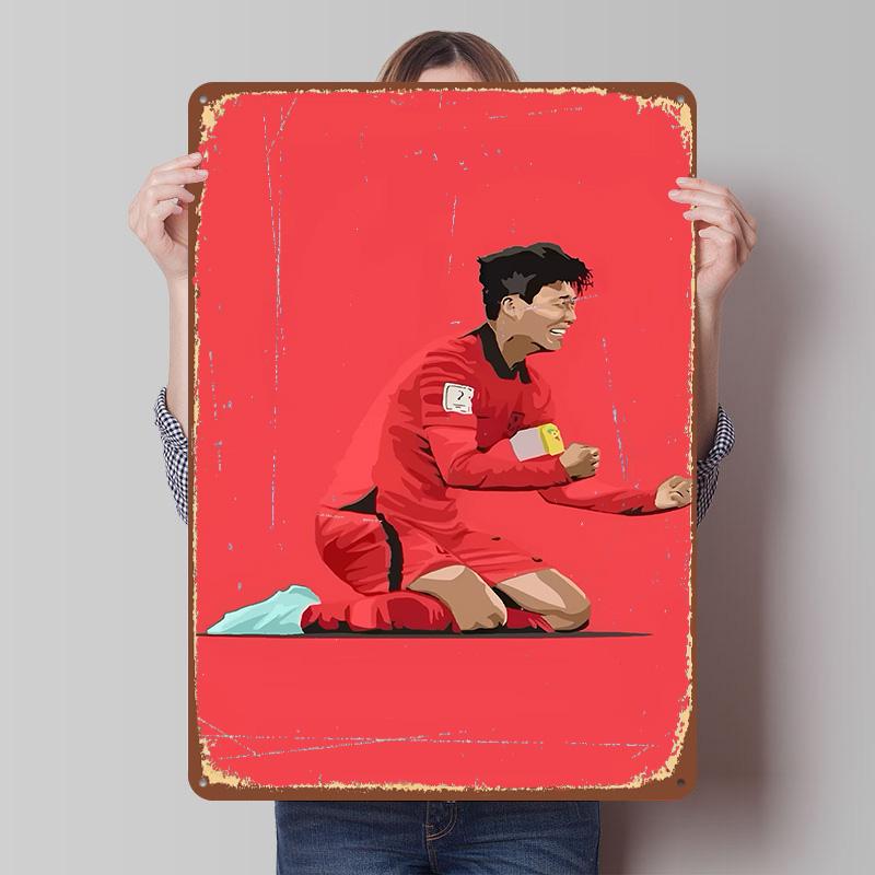 

Soccer Player Celebration Tinplate Poster Customized Wall Art Vintage Metal Signs Retro Tin Plaque for Room Decoration Gaming 7.9x11.8In(20x30cm)