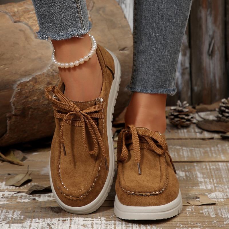 The New Style of Shoes Is A Thick-soled Loafer with A Front Lacing Wedge Heel for Casual Outerwear