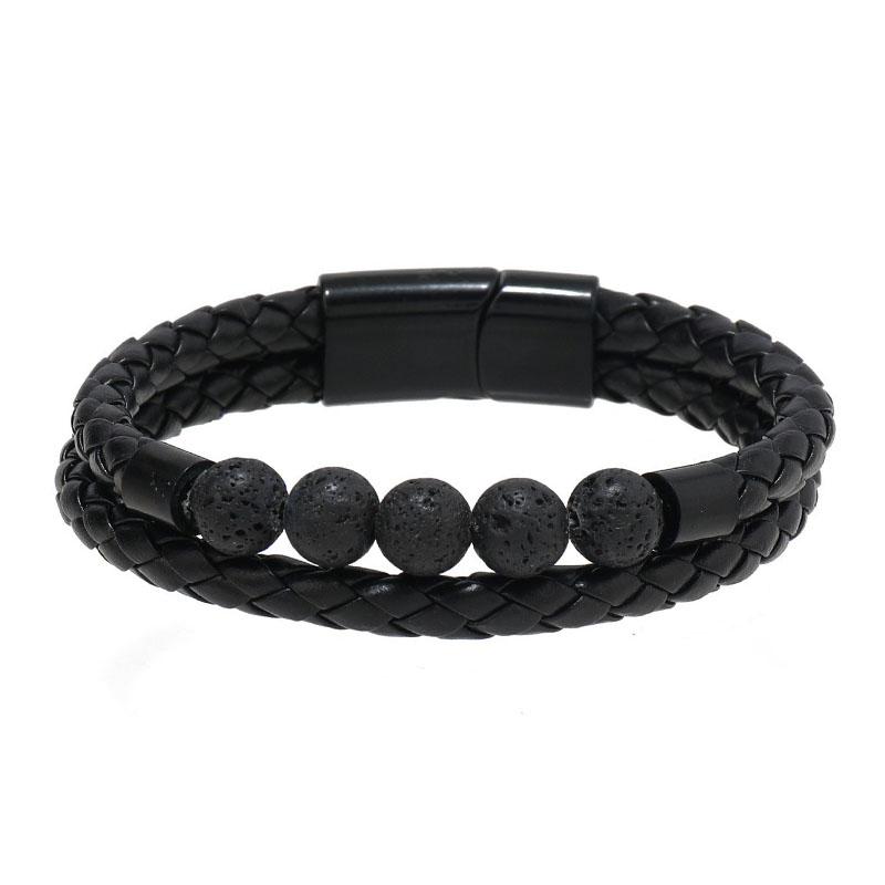 Tiger Eye Stone Beads Cuff Bangle Men's Bracelets OL Style Male Wrist Gift New Multilayer Woven Leather Bracelet for Men