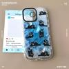 Applicable To Iphone16promax Round Edge Feather Blue Hair Cat Apple 15 Protective Case 14Pro Mobile Phone Case 13