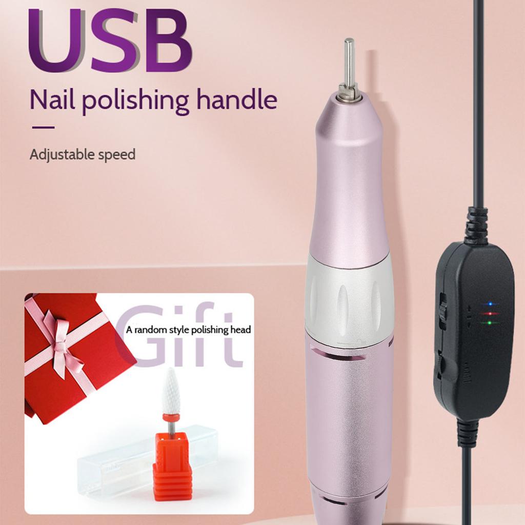 Nail Drill Machine Handpiece Adjustable Speed 30000 RPM Portable USB Nail Polishing Handle