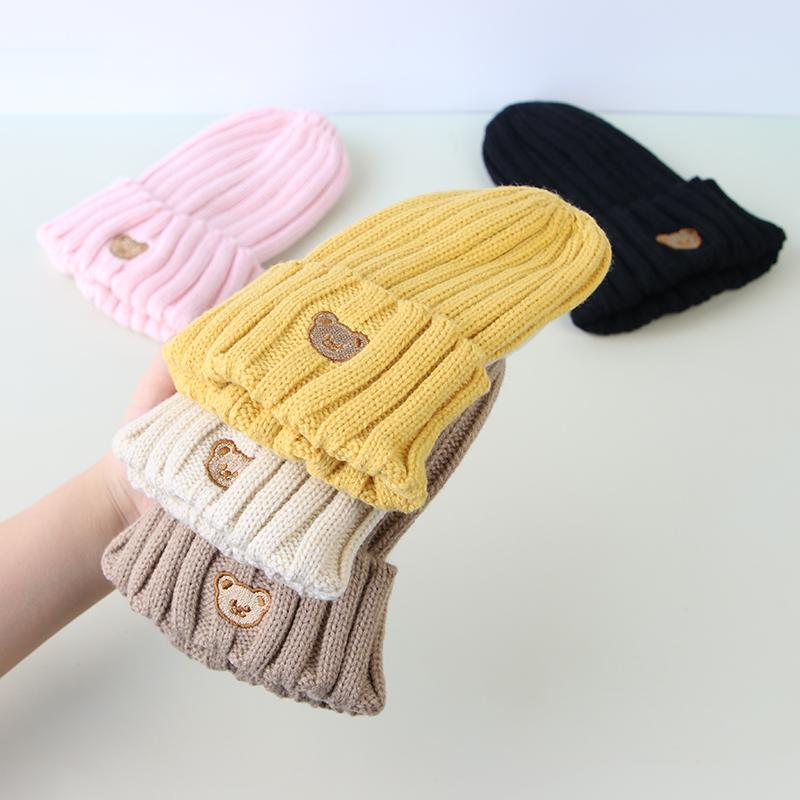 Cozy Autumn/Winter Crochet Baby Beanie with Embroidered Bear