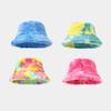 Tie Dye Fuzzy Plush Bucket Hat Women Warm Soft Fluffy Fisherman Hat Autumn Winter Colorful Trendy Outdoor Hat