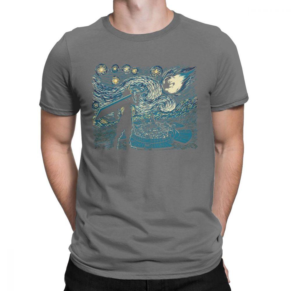 Men Starry Fantasy Van Gogh Final Fantasy T Shirts Portrait Vincent Pop Art Game Cotton Funny Short Sleeve Tees Gift T-Shirts