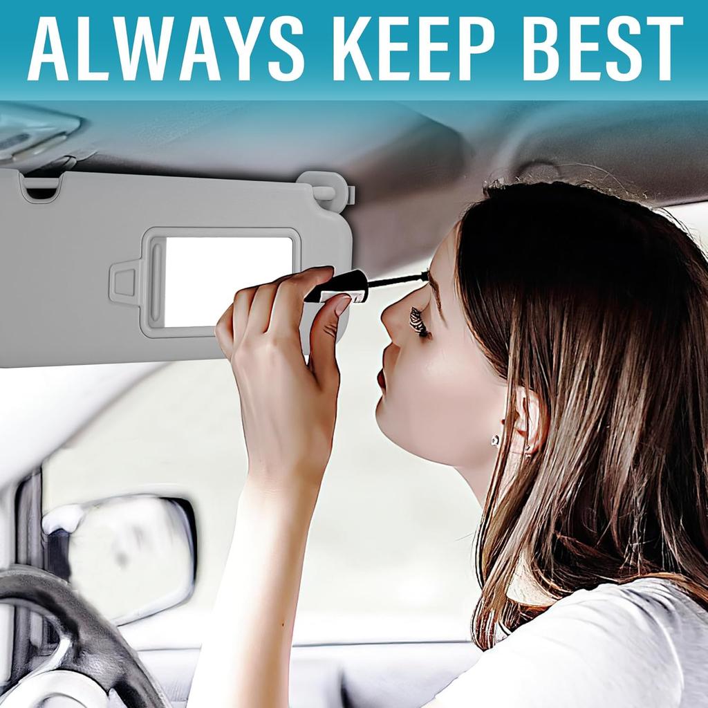 Grey Right Passenger Side Sun Visor With Mirror Compatible With Hyundai Elantra 2016 2017 2018 Replace#85220-F0100TTX