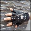 Fingerless Skull Punk NT234 [White Fang] Half-Finger Gloves, Design, Rock, Men's & Women's (Black)