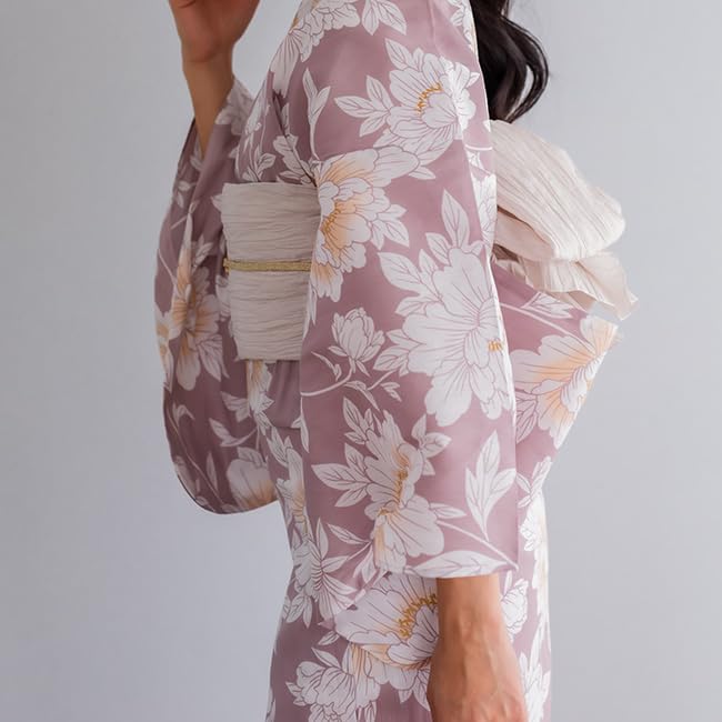 Yukata Obi Pleated Heiko Obi Dull Color 6 Colors Fluffy Easy Pleated Heiko Obi [kimono Cafe] Women's (dustyyellow)