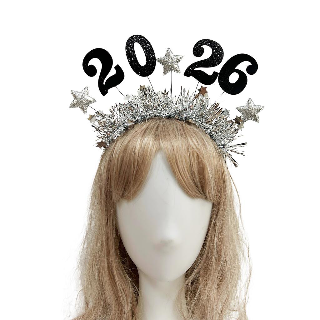2026 Glitters New Year Headband With Star Tinsel Decors Headwear For Women Men Kids Holiday Party Celebration Accessory