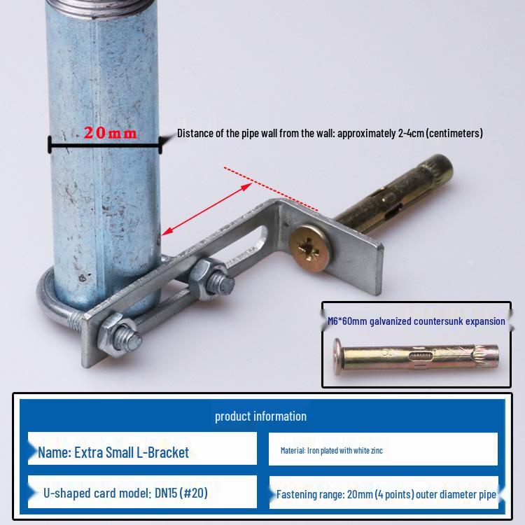 

20 U-подібних хомутів для труб L-подібні сталеві кронштейни для підтримки газопроводу та пожежного трубопроводу, 4-дюймові та 6-дюймові