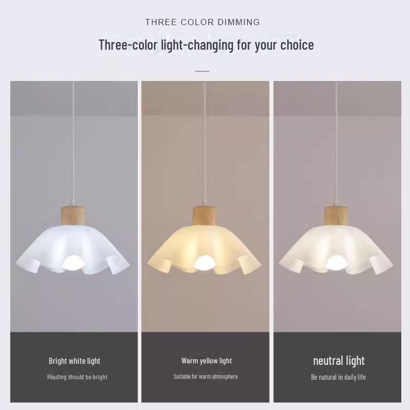 Candelabru nordic japonez Wabi-Sabi din lemn pentru noptieră și sufragerie, design cu flori crem