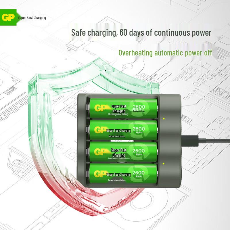 GP AA Rechargeable Battery and USB Charger Set CN Plug (adapter Included)