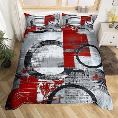 Homewish Vintage Art Circle Duvet Cover Set For KidsAbstract Geometric Bedding SetRetro Oil Printing Bed Set