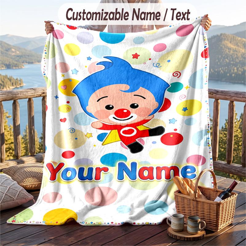 El Payaso Plim Plim Flannel Blanket, Personalized Custom Name Text, Soft Warm Plush Throw Blanket For Gift