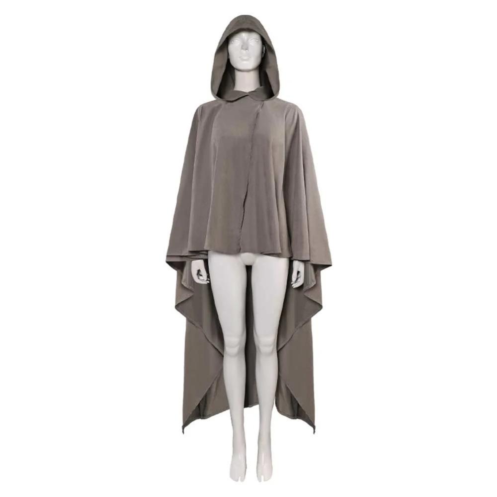 Star Wars Rey Cosplay Hooded Cape Halloween Costume Cloak Adult Kids