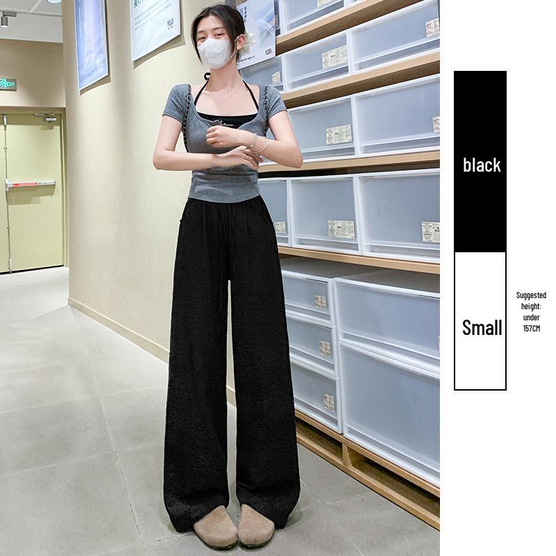 

White Cotton Linen Wide-Leg Summer Pants - Women s 2026 Casual Ice Silk Floor-Length Style. Medium