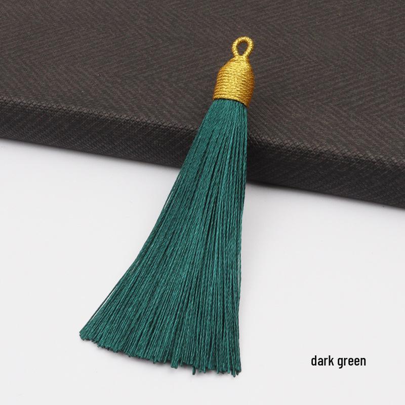 8CM Gold Threaded Cap Pull Ring Tassel Fringe Ornament Pendant Bookmark Accessory