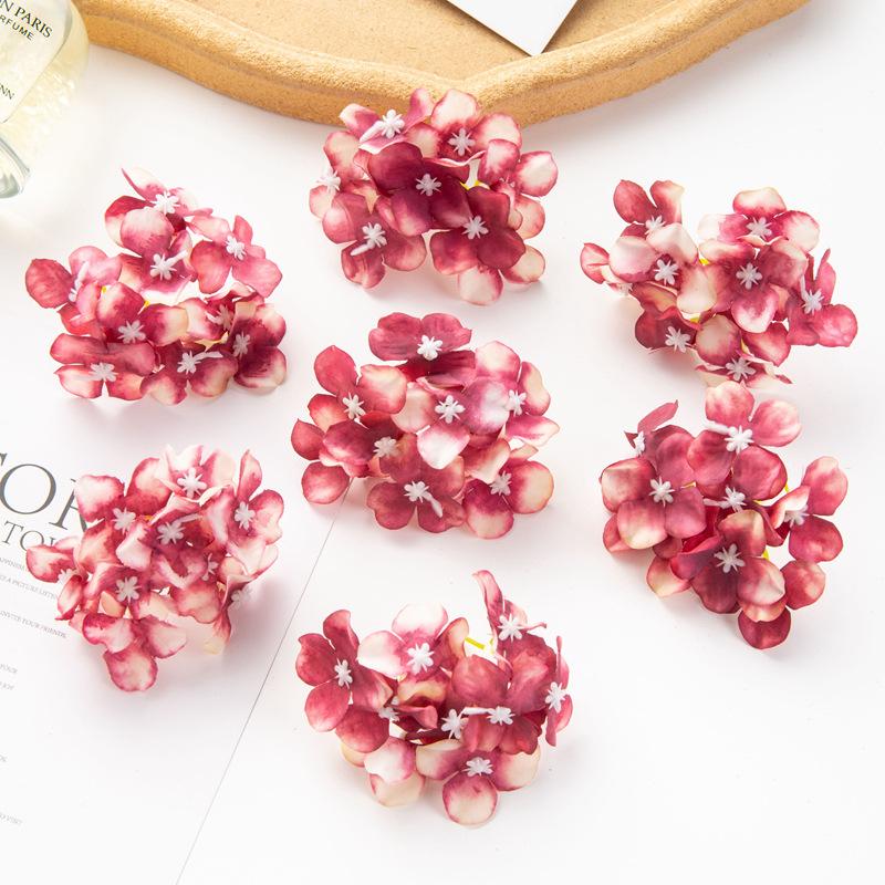 Simulation Hydrangea Shooting Prop Head DIY Handmade Hydrangea Wedding Lead Hydrangea Flower Wall Single Small Hydrangea Fake Flower Decoration