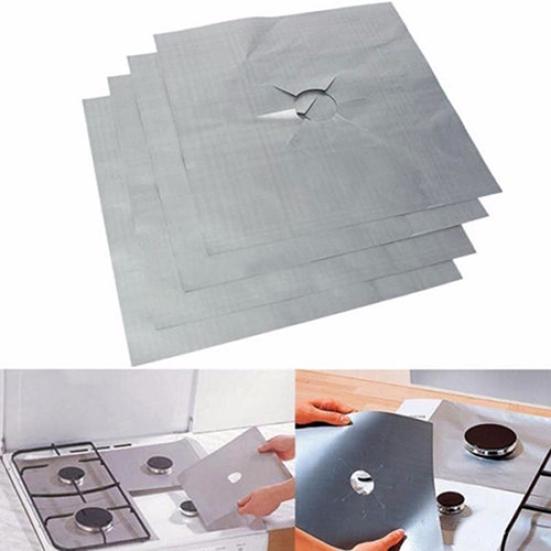 4Pcs Reusable Hob Burner Protect Cover Liner Keep Clean Pads Gas Stove Mats