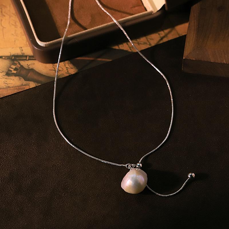 Baroque Pearl Drawstring Necklace New Adjustable Simple Design Necklace for Banquet Birthday Gift for Wife Girlfriend GN0846A